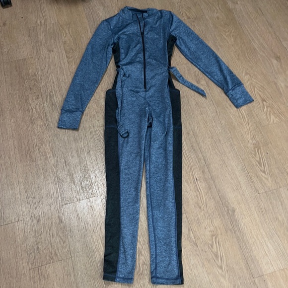 aerie Pants - Offline by Aerie Chillside Collection blue and grey long-sleeved jumpsuit